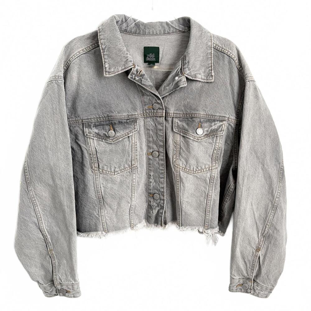 wild fable Cropped Light Gray Denim Jacket